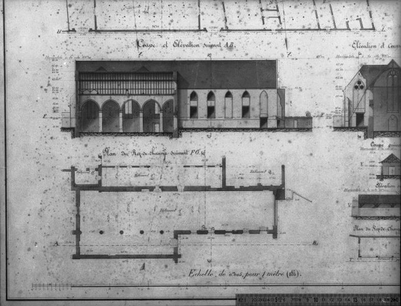 Bâtiments des Jacobins : ancienne église, plans, coupes, élévations : détail, 18 novembre 1869.