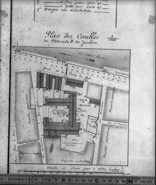 Bâtiments des Jacobins : plan des combles par E. Morbach, 30 mai 1868.