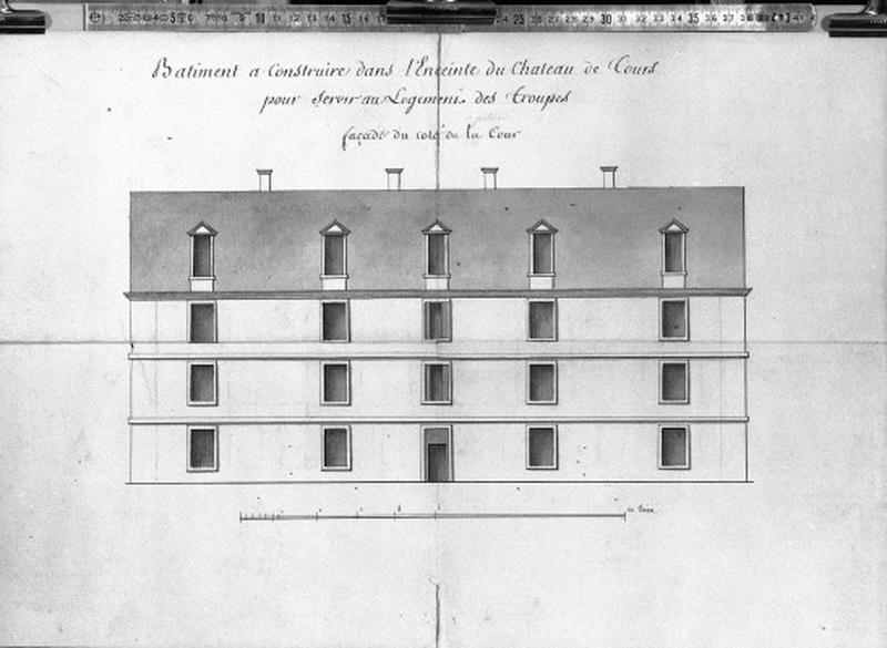 Bâtiment à construire dans l'enceinte du château : élévation. Epoque révolutionnaire.