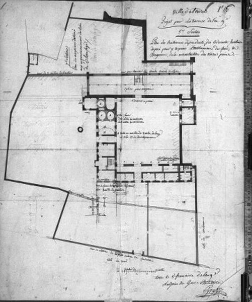 Projet d'aménagement an IX : plan du rez-de-chaussée, 26 novembre 1800.