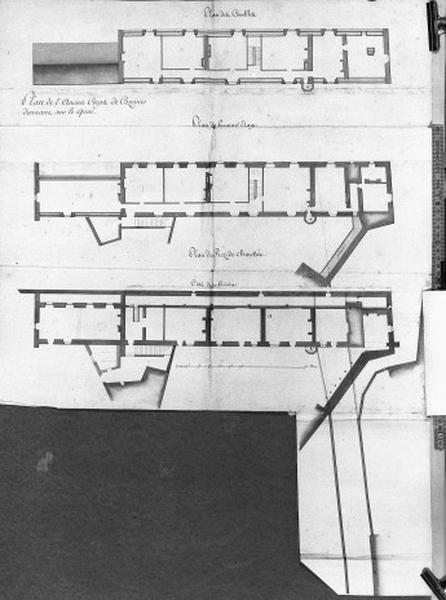 Plan de l'ancien corps de caserne donnant sur la quai. Epoque révolutionnaire.