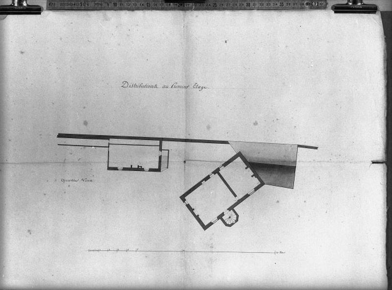 Distribution du premier étage du pavillon de la fontaine.