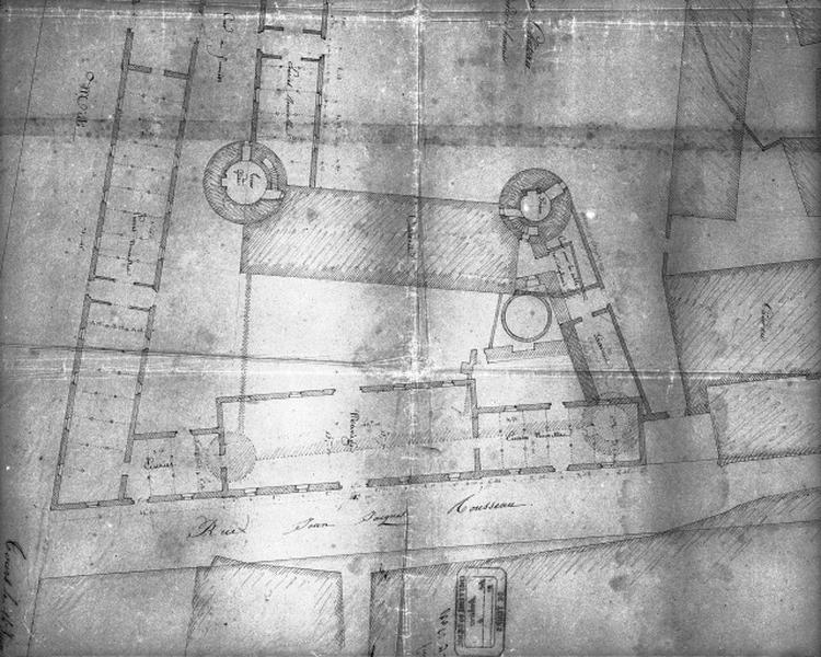 Plan du vieux château servant de caserne à la garde, par l'ingénieur Cormier, 1813.