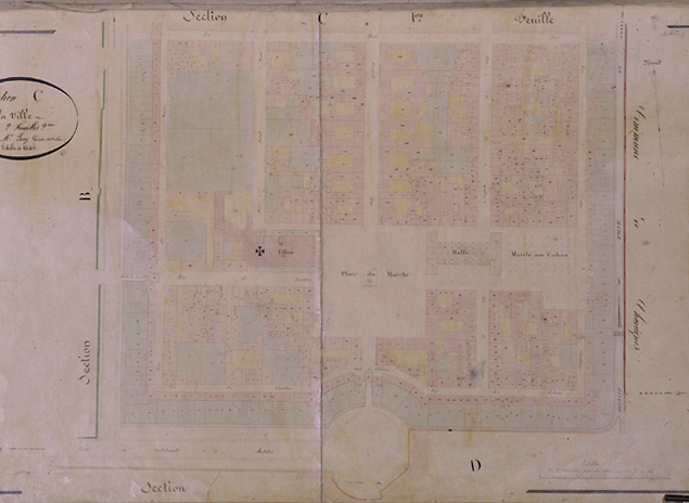 Ancien cadastre, section C, 1ère feuille, vue générale.