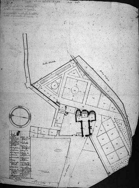 Oratoire : plan-minute du collège de l'Oratoire, ancien prieuré Saint-Michel-de-la-Guerche en 1673.