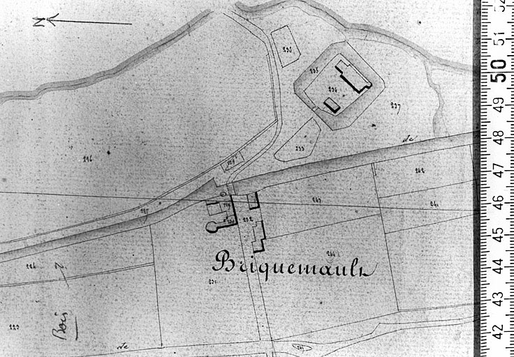 Extrait du plan cadastral ancien, section B2, 1831, éch.1/2500e.