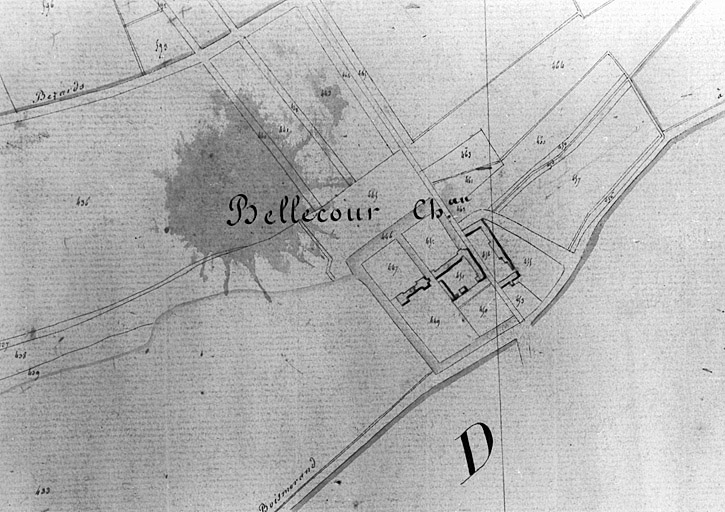 Extrait du plan cadastral ancien, section D2, 1831, éch.1/5000e.