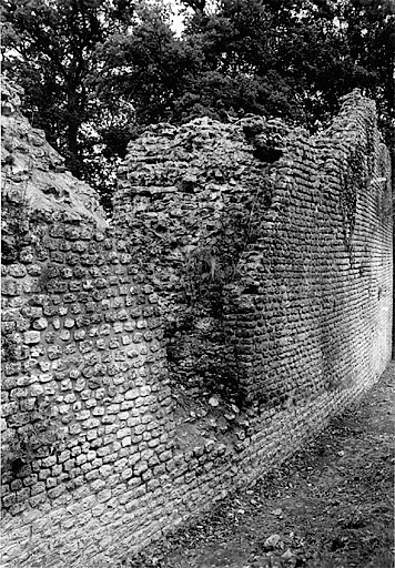 Vue de détail de la mise en oeuvre des murs de la face postérieure de la cavea, du sud-ouest.