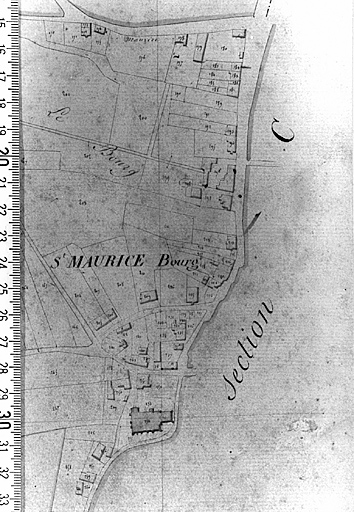 Extrait du plan cadastral ancien, section B, 1832, éch.1/2500e.