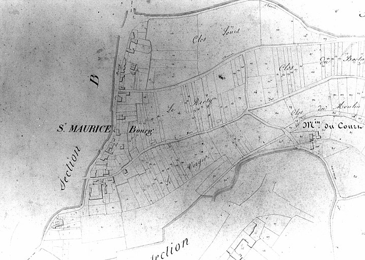 Extrait du plan cadastral ancien, section C, 1832, éch.1/2500e.