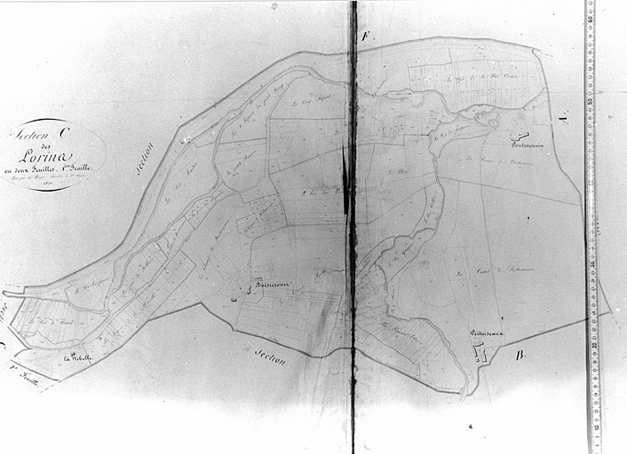 Extrait du plan cadastral ancien, section C, 1831, éch. 1/2500e.