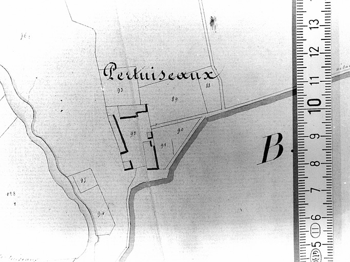 Extrait du plan cadastral ancien, section C, 1831, éch. 1/2500e.