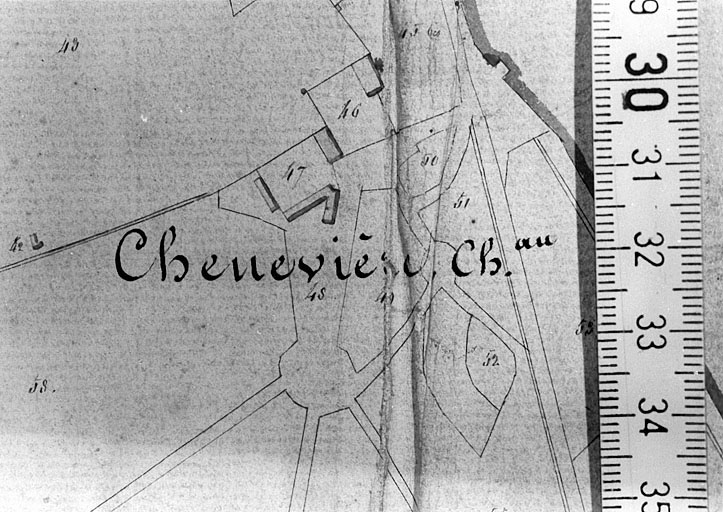 Extrait du plan cadastral ancien, section F, 1831, éch. 1/5000e.
