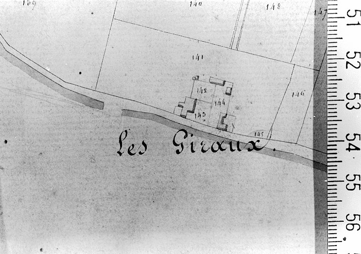 Extrait du plan cadastral ancien, section F, 1831, éch. 1/5000e.