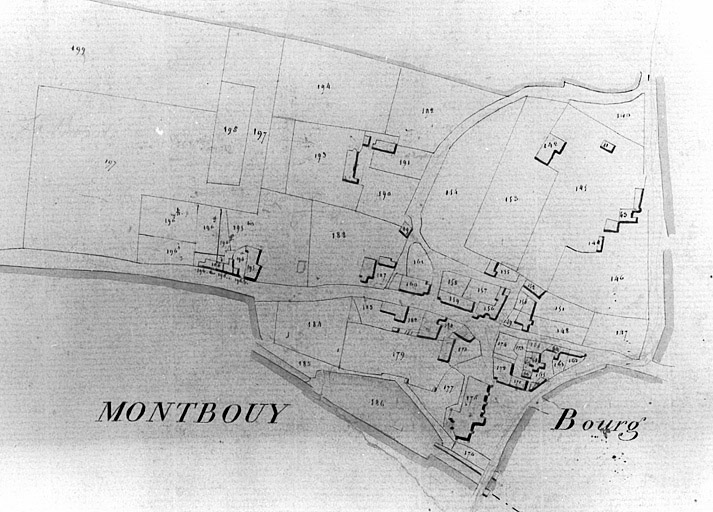 Extrait du plan cadastral ancien, section E, 1831, éch. 1/5000e.