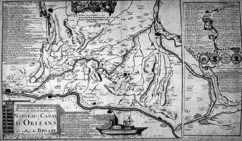 Les jonctions des deux grandes rivières de Loire et de Seine par le nouveau canal d'Orléans et celuy de Briare, par N. de Fer, Paris, 1705.