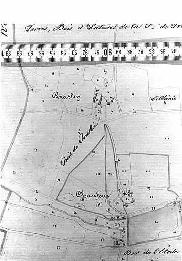Extrait du plan cadastral ancien, section B, 1831, éch. 1/2500e.