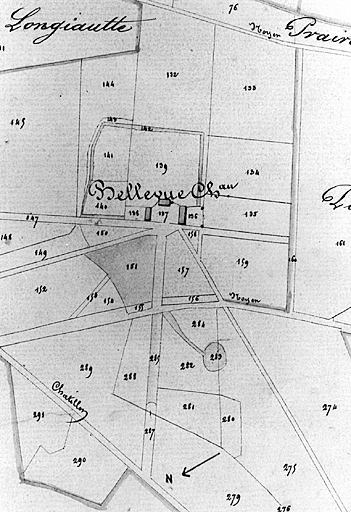 Extrait du plan cadastral ancien, section C, 1831, éch. 1/2500e.