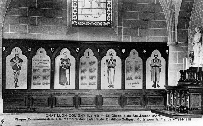 Vue générale de la chapelle de Sainte-Jeanne-d'Arc, vers 1930 (carte postale ancienne).