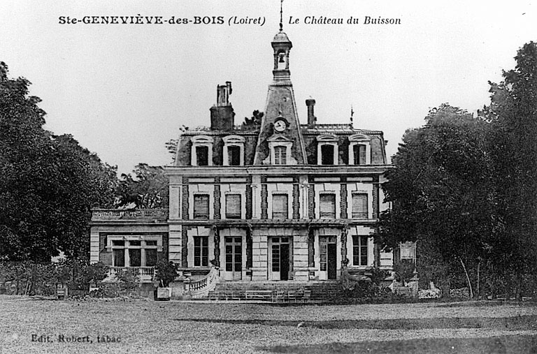 Vue générale du château vers 1900, après la construction du pavillon ouest, du sud (carte postale ancienne).