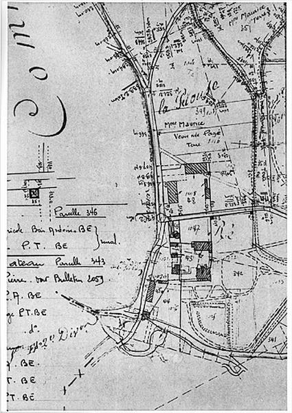 Extrait de la minute de révision du plan cadastral ancien, section G1, éch. 1/2500e, 1939 : lieu-dit Moluban.