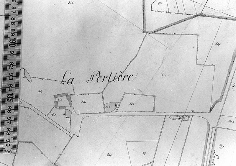 Extrait du plan cadastral napoléonien, section F, feuille 4, échelle 1/2500è, 1813.