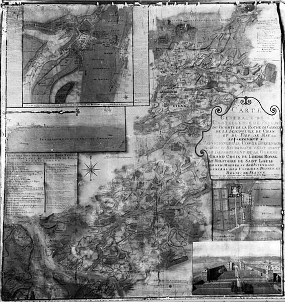 Carte générale de la châtellenie de Paulmy...appartenant à Mgr le Comte d'Argenson...1750 : vue d'ensemble.