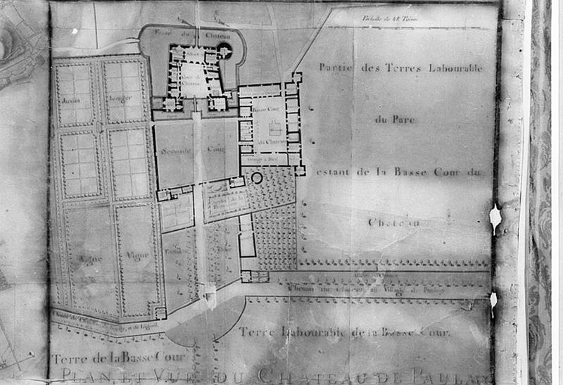 Carte générale de la chatellenie de Paulmy, détail : plan du château de Paulmy.