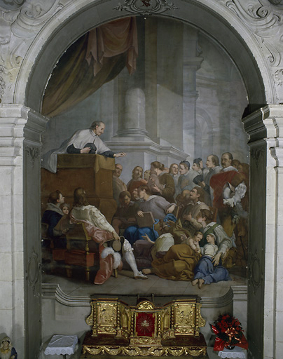 Chapelle Saint Vincent de Paul : le père Vincent en chaire par Pauthe de Beziers vers 1869, d'après Nicolas Hallé.