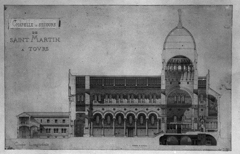 Coupe longitudinale par Victor Laloux, vers 1890-1895.