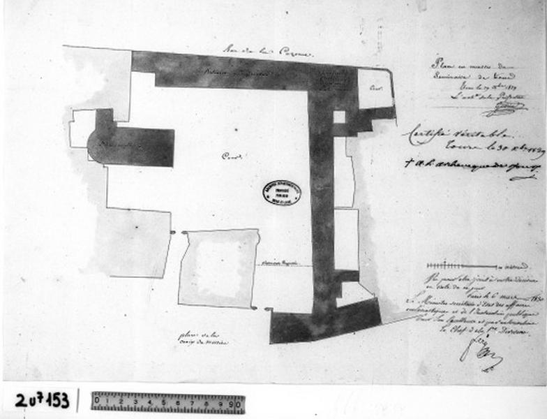 Plan masse du séminaire de Tours, B.M. Guérin, 1829.