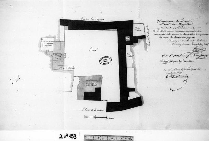 Projet de la chapelle au couchant, B.M. Guérin, 1825.