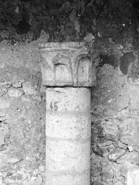 Bâtiment sud, cellier, détail : chapiteau.