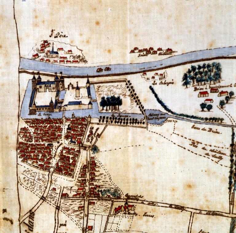 Extrait du plan d'arpentage des héritages dépendant de la Motte, d'après l'arpenteur juré Rocheu (29 novembre 1650), 17 septembre 1903, détail. (collection particulière).