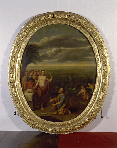 Ensemble de 4 tableaux : la Fuite en Egypte, la Pêche miraculeuse, le Baptême du Christ, l'Eglise triomphe de l'hérésie