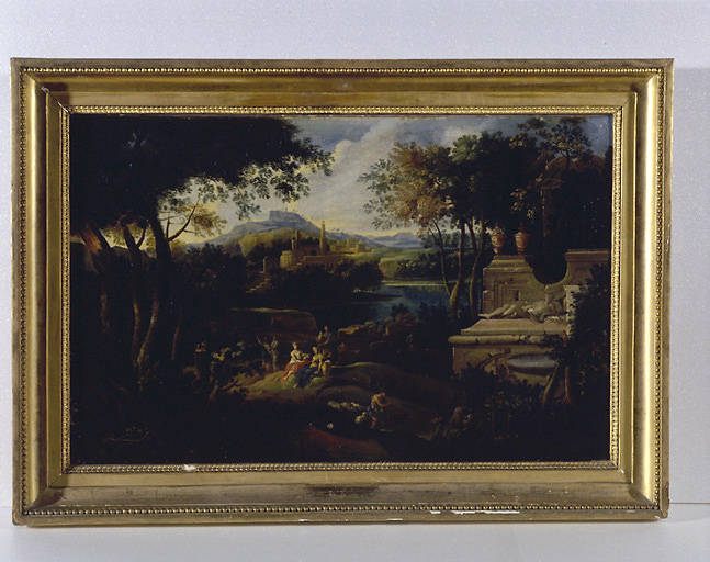 Bureau d'adjoint : Paysage à l'antique par Locatelli, vue d'ensemble.