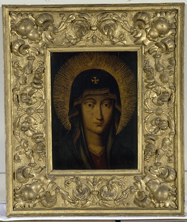 2 tableaux (en pendant) : la), portrait de la Vierge