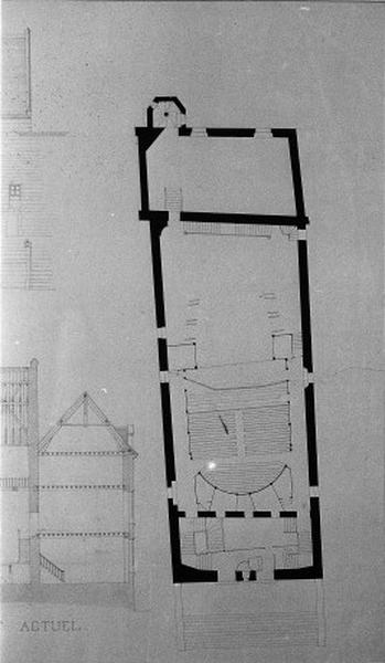 Etat du premier théâtre aménagé vers 1810. Etat au sol.