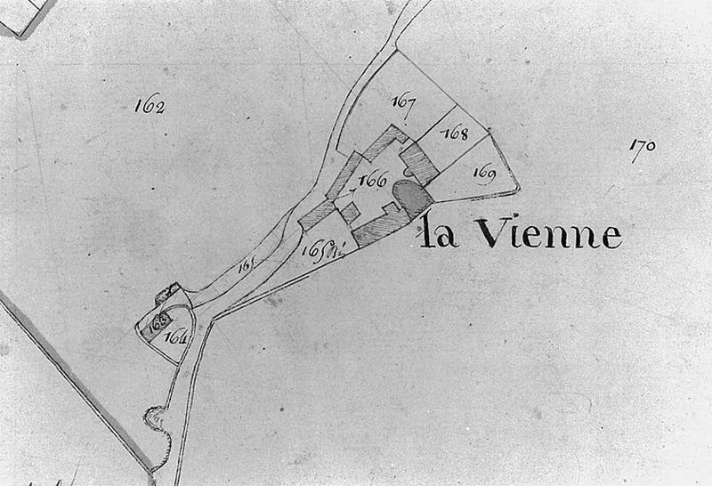 Extrait du plan cadastral napoléonien, section D, feuille 2, échelle 1/2500e, 1812.