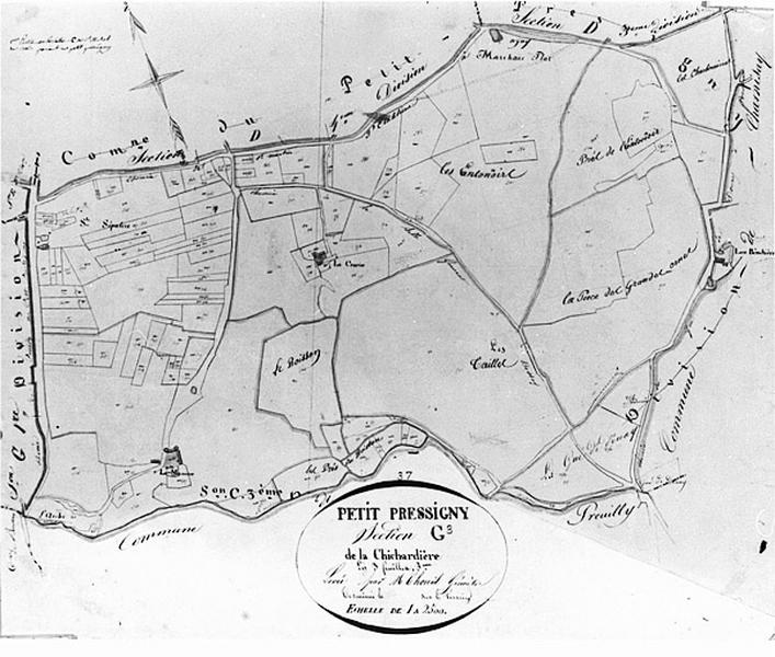 Feuille de section du plan cadastral ancien, section G3, éch. 1/2500e, 1813.