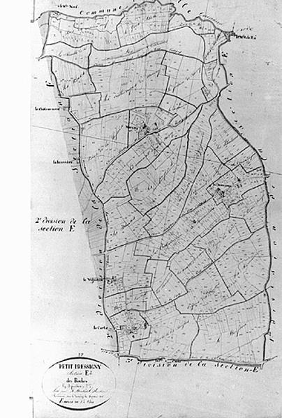 Feuille de section du plan cadastral ancien, section E2, éch. 1/2500e, 1813.