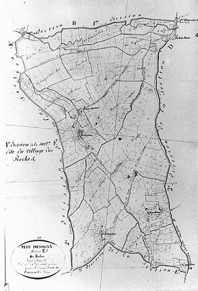 Feuille de section du plan cadastral ancien, section E1, éch. 1/2500e, 1813.