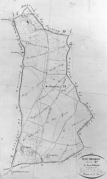 Feuille de section du plan cadastral ancien, section D4, éch. 1/2500e, 1813.