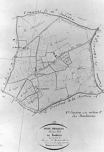 Feuille de section du plan cadastral ancien, section C1, éch. 1/2500e, 1812.