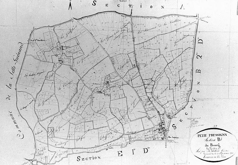 Feuille de section du plan cadastral ancien, section B1, éch. 1/2500e, 1813.