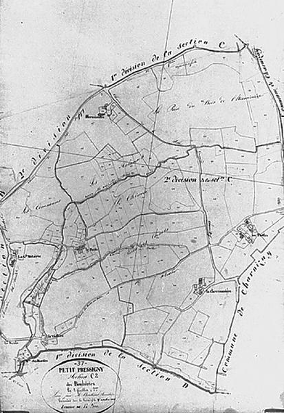 Feuille de section du plan cadastral ancien, section C2, éch. 1/2500e, 1812.