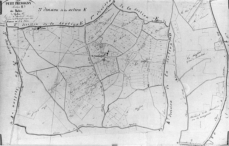 Feuille de section du plan cadastral ancien, section E3, éch. 1/2500e, 1813.