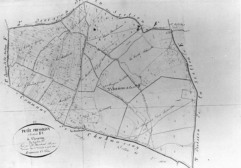 Feuille de section du plan cadastral ancien, section F3, éch. 1/2500e, 1813.