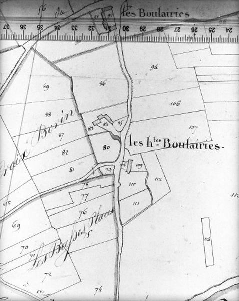 Cadastre napoléonien, détail : les Hautes Boulairies.