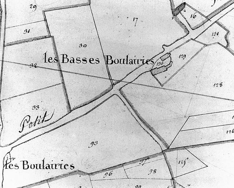 Extrait du plan cadastral napoléonien, section C, feuille 1, échelle 1/2500, 1813.